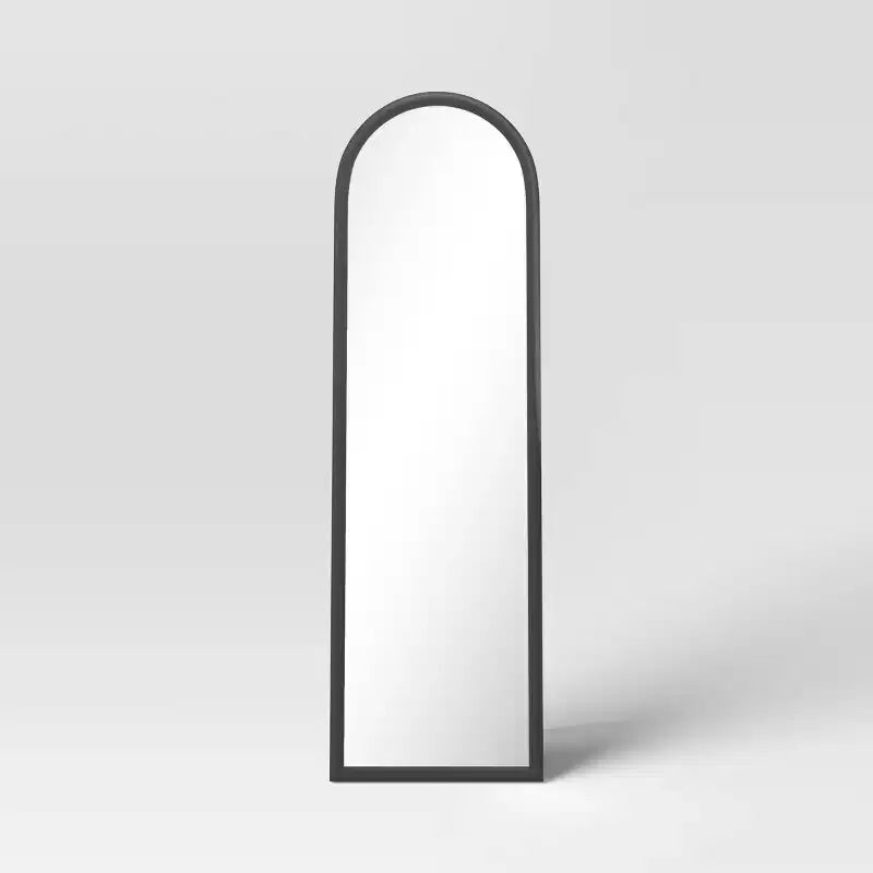 Specchio da pavimento ad arco da 50 cm nero - Cavalletto posteriore, cornice moderna in polistirene