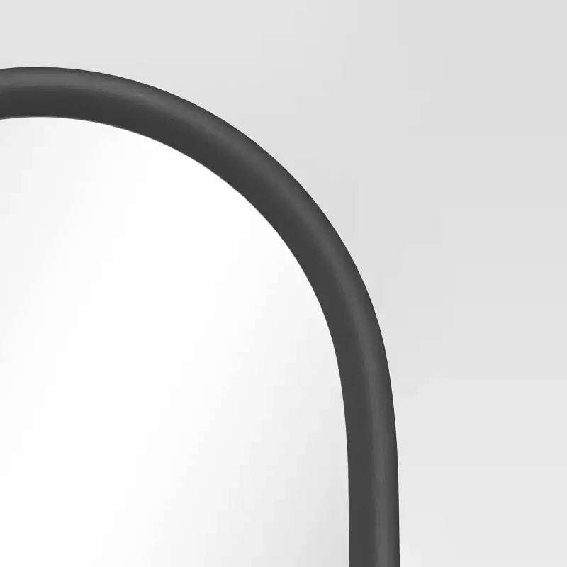Specchio da pavimento ad arco da 50 cm nero - Cavalletto posteriore, cornice moderna in polistirene