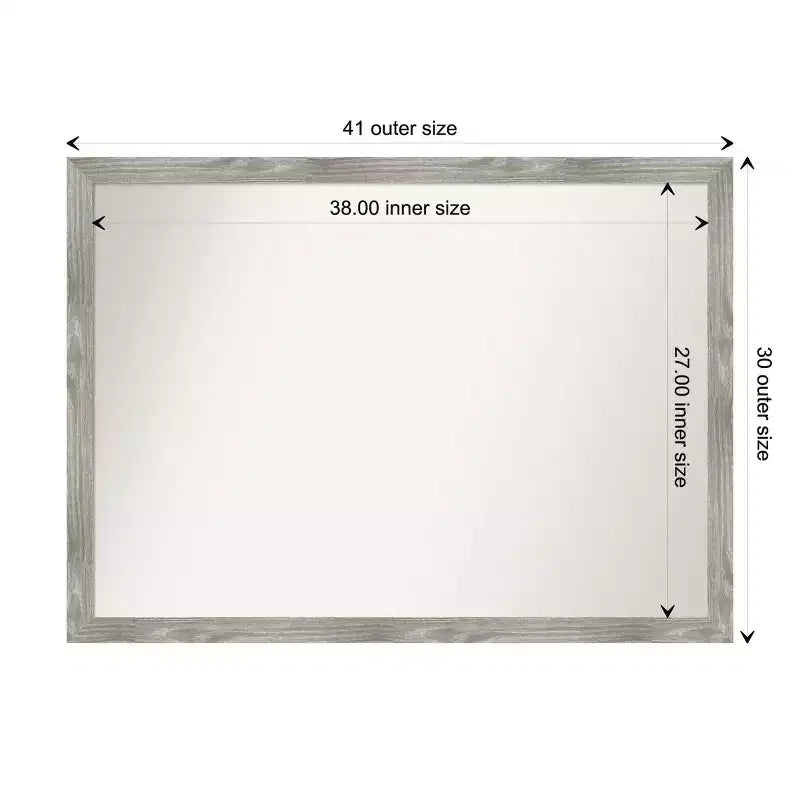 Specchio da Parete Quadrato per Bagno Non Bisellato 41" x 30" Grigio Lavato - Cornice in Polistirene, Montaggio a Parete