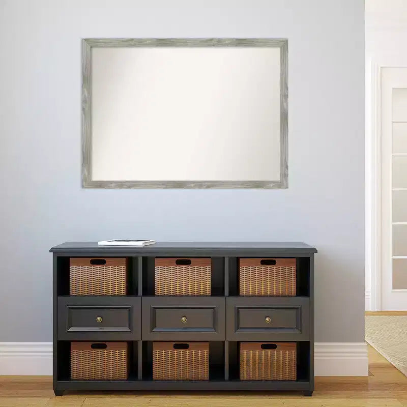 Specchio da Parete Quadrato per Bagno Non Bisellato 41" x 30" Grigio Lavato - Cornice in Polistirene, Montaggio a Parete