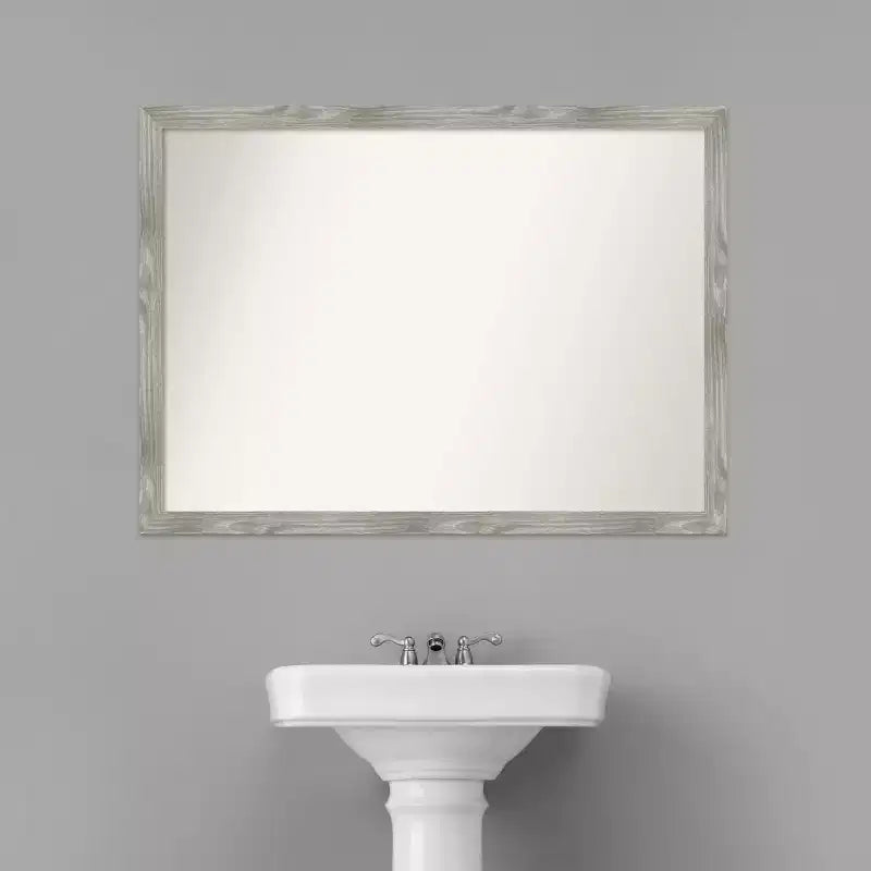 Specchio da Parete Quadrato per Bagno Non Bisellato 41" x 30" Grigio Lavato - Cornice in Polistirene, Montaggio a Parete