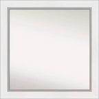 32" x 32" Non-Beveled Eva White Silver Wall Mirror - Amanti Art: Modern Square, Includes Mounting Hardware