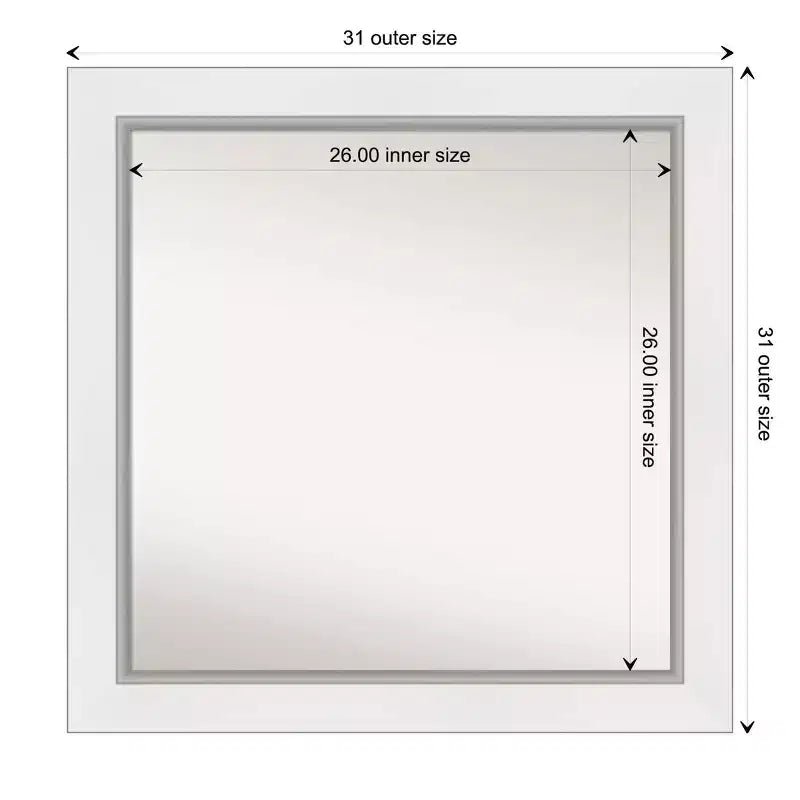 Specchio da parete 81 x 81 cm senza bordo smussato - Quadrato moderno, include accessori per il montaggio