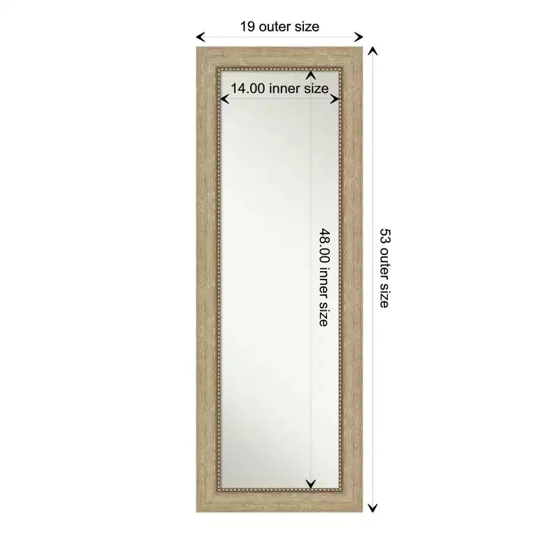 Specchio a figura intera per porta, 48 x 135 cm, senza smussatura - Include accessori di montaggio, cornice in polistirene