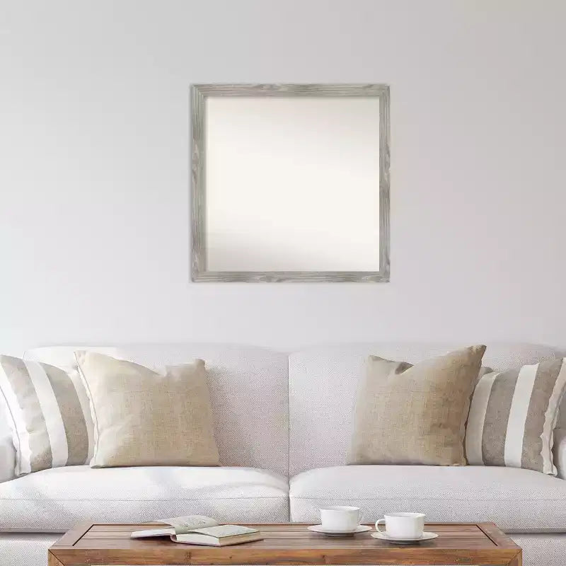 Specchio da parete quadrato 29" x 29" grigio lavato non bisellato