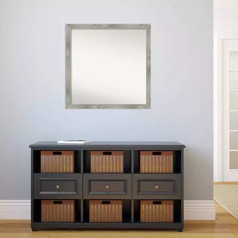 Specchio da parete quadrato 29" x 29" grigio lavato non bisellato