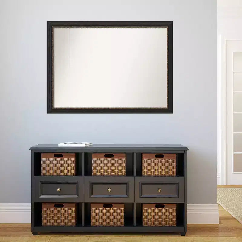 Specchio da parete stretto 42" x 31" in bronzo con finitura Accent non smussata