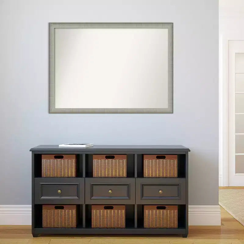 Specchio da parete elegante e sottile da 104 x 76 cm per bagno, finitura peltro - Include hardware di montaggio