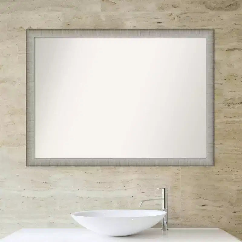 Specchio da parete elegante e sottile da 104 x 76 cm per bagno, finitura peltro - Include hardware di montaggio