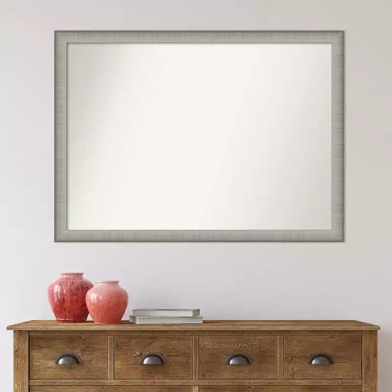 Specchio da parete elegante e sottile da 104 x 76 cm per bagno, finitura peltro - Include hardware di montaggio