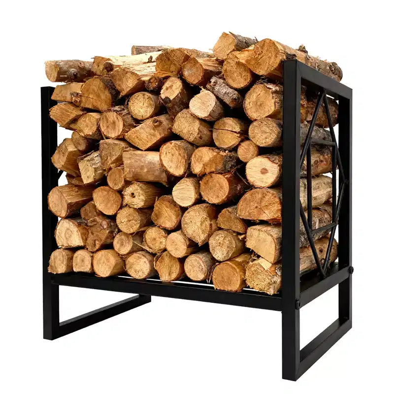 Portalegna Resistente 17.5 Pollici, Porta Tronchi in Metallo Decorativo da Interno/Esterno, Organizer per Legna da Ardere per Caminetto, Patio, Terrazza, Braciere, Barbecue