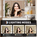 Specchio a 10 lampadine | Prese incorporate Grande toletta da 104 cm con specchio e 3 modalità di illuminazione a colori - Scrivania per il trucco con sgabello e 5 cassetti per la camera da letto