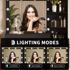 Specchio a 10 lampadine | Prese incorporate Grande toletta da 104 cm con specchio e 3 modalità di illuminazione a colori - Scrivania per il trucco con sgabello e 5 cassetti per la camera da letto
