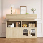 Wood Coffee Bar Cabinet with 3 Drawers & Adjustable Shelf - Kitchen Storage Sideboard Buffet Table for Dining Room, Living Room & Kitchen