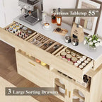Mobile Credenza Bar da Caffè in Legno con 3 Cassetti e Ripiano Regolabile - Tavolo Buffet Contenitore per Cucina, Sala da Pranzo e Soggiorno