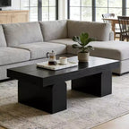 Lantine Rectangle Coffee Table, 55 Wood Accent Center Table with Thickened Legs & Tabletop, Modern Low Cocktail Tea Furniture for Living Room