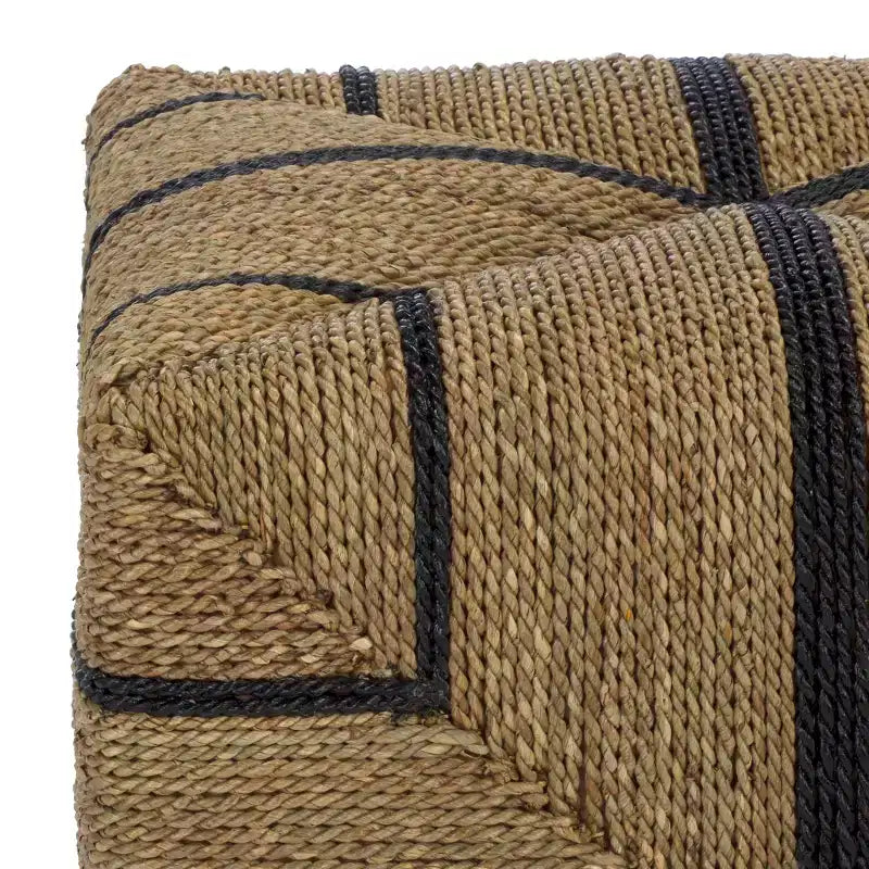 Pouf in seagrass intrecciato Liatasha - Naturale/Nero