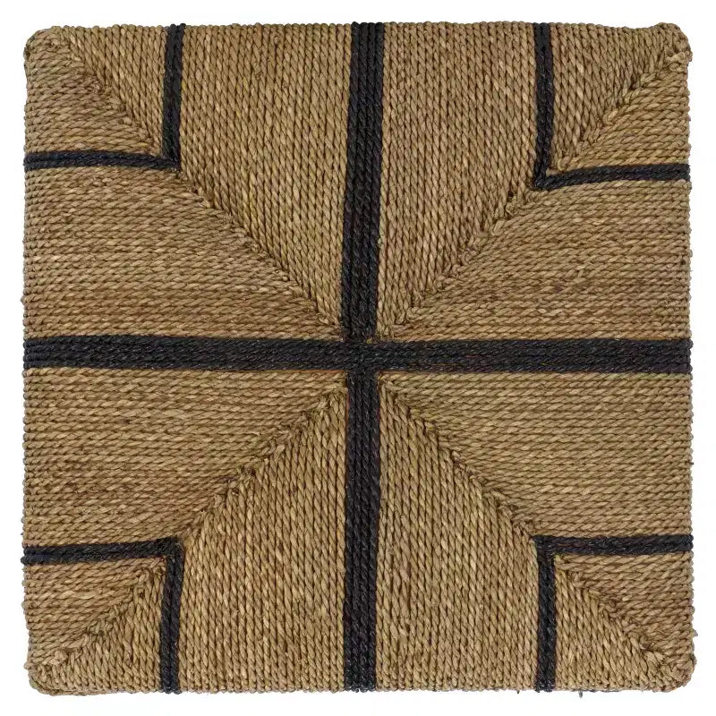 Pouf in seagrass intrecciato Liatasha - Naturale/Nero
