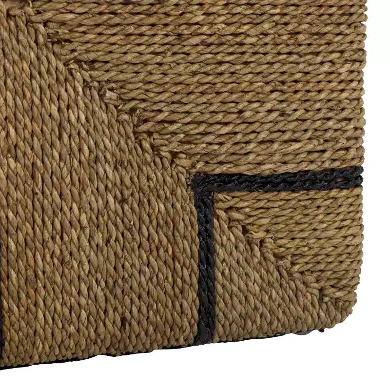 Pouf in seagrass intrecciato Liatasha - Naturale/Nero