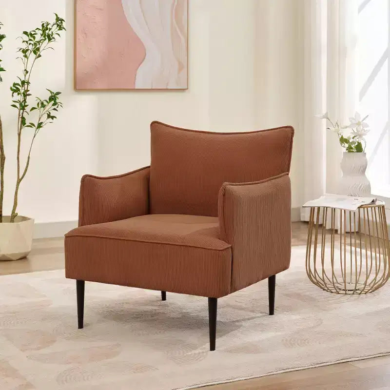 Poltrona di design di metà secolo, poltrona da soggiorno, poltrona moderna in tessuto, divanetto con due braccioli e gambe in metallo per camera da letto, ufficio, studio