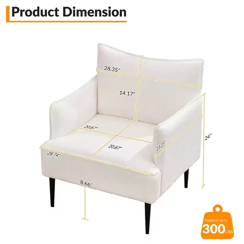 Poltrona di design di metà secolo, poltrona da soggiorno, poltrona moderna in tessuto, divanetto con due braccioli e gambe in metallo per camera da letto, ufficio, studio