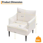 Poltrona di design di metà secolo, poltrona da soggiorno, poltrona moderna in tessuto, divanetto con due braccioli e gambe in metallo per camera da letto, ufficio, studio