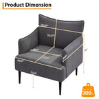 Poltrona di design di metà secolo, poltrona da soggiorno, poltrona moderna in tessuto, divanetto con due braccioli e gambe in metallo per camera da letto, ufficio, studio
