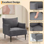 Poltrona di design di metà secolo, poltrona da soggiorno, poltrona moderna in tessuto, divanetto con due braccioli e gambe in metallo per camera da letto, ufficio, studio