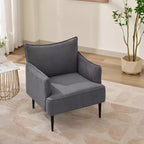 Mid Century Accent Chair, Living Room Chair Armchair Fabric Modern Sofa Small Couch with Two Arms and Metal Legs for Bedroom, Office, Study Room