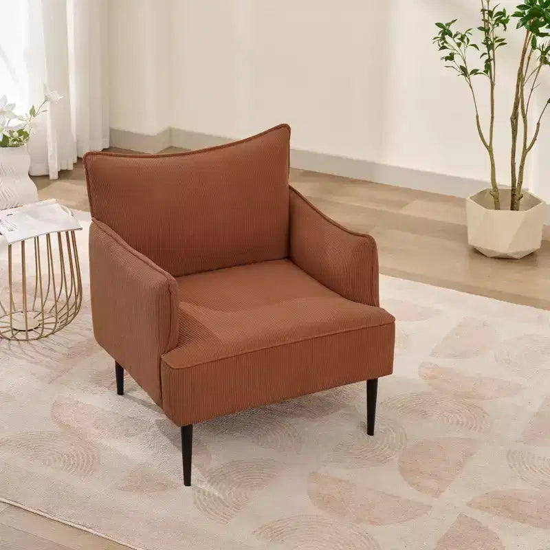 Poltrona di design di metà secolo, poltrona da soggiorno, poltrona moderna in tessuto, divanetto con due braccioli e gambe in metallo per camera da letto, ufficio, studio