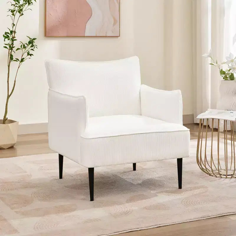 Poltrona di design di metà secolo, poltrona da soggiorno, poltrona moderna in tessuto, divanetto con due braccioli e gambe in metallo per camera da letto, ufficio, studio