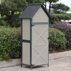 5 x 2 FT Outdoor Storage cabinet, Lockable Wooden Garden Shed with Metal Frame and Adjustable Shelves, Large Capacity Storage House for Patio
