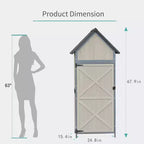 Armadio da Esterno 5 x 2 FT, Mobile Contenitore in Legno con Chiusura a Chiave, Tettoia da Giardino con Telaio in Metallo e Ripiani Regolabili, Casetta di Stoccaggio di Grande Capacità per Patio