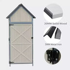 Armadio da Esterno 5 x 2 FT, Mobile Contenitore in Legno con Chiusura a Chiave, Tettoia da Giardino con Telaio in Metallo e Ripiani Regolabili, Casetta di Stoccaggio di Grande Capacità per Patio