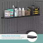 Kit mensole orizzontali/XL per casetta verticale da giardino, per esterni, da muro, colore nero