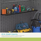 Kit mensole orizzontali/XL per casetta verticale da giardino, per esterni, da muro, colore nero