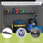 Kit mensole orizzontali/XL per casetta verticale da giardino, per esterni, da muro, colore nero