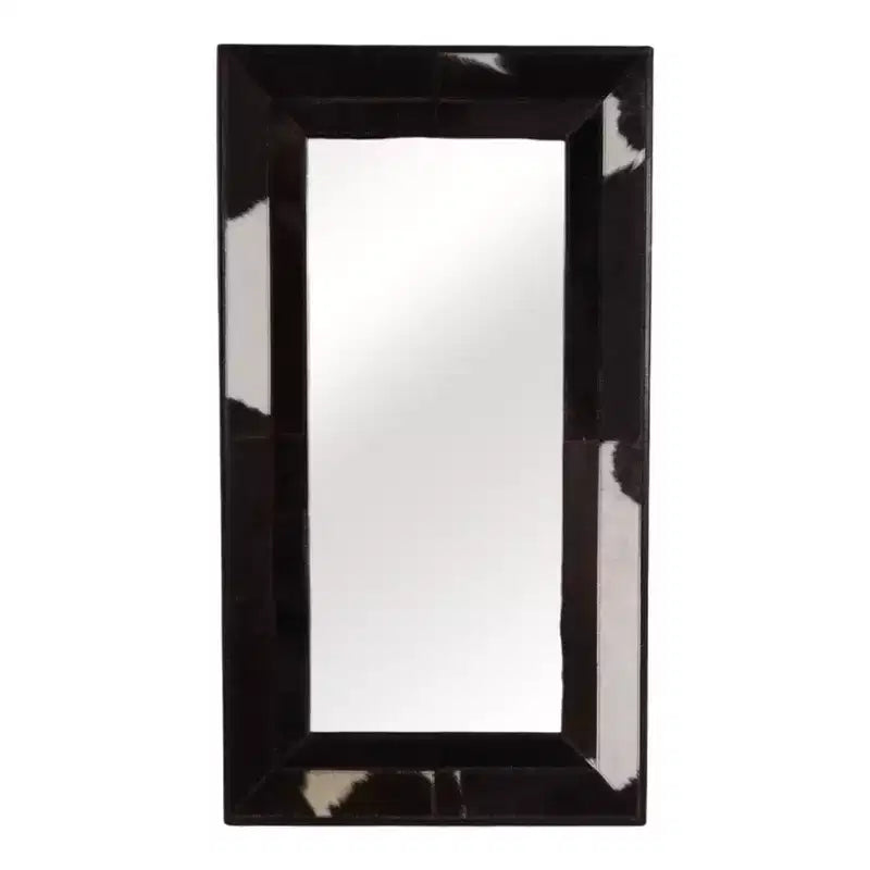 Specchio moderno a figura intera con cornice effetto mucca - Specchi decorativi da parete per bagno, camera da letto, soggiorno o corridoio - 23, Marrone e Bianco