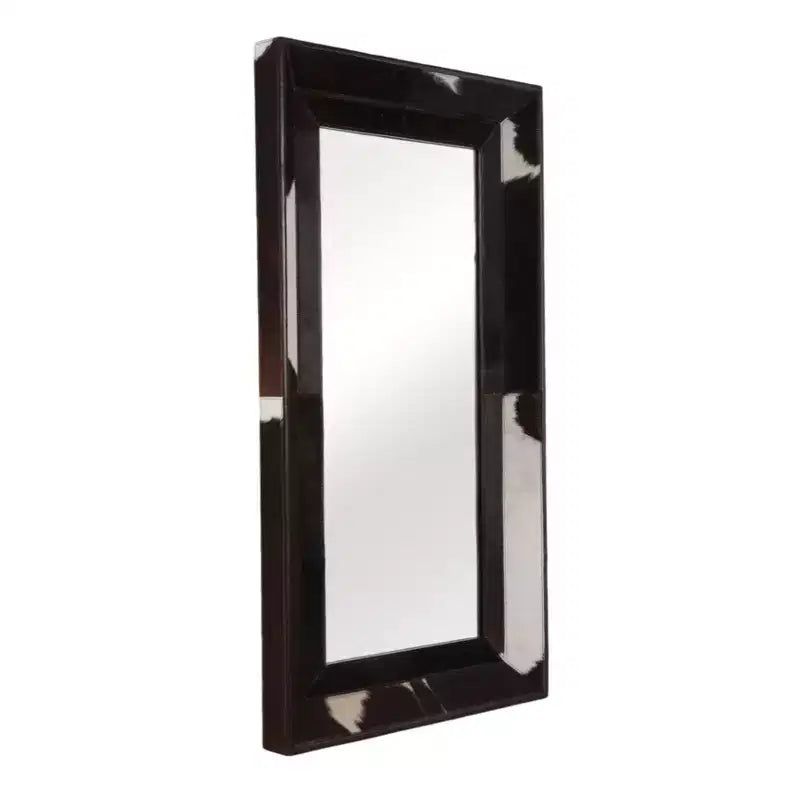 Specchio moderno a figura intera con cornice effetto mucca - Specchi decorativi da parete per bagno, camera da letto, soggiorno o corridoio - 23, Marrone e Bianco