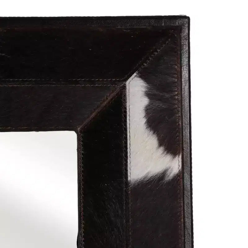 Specchio moderno a figura intera con cornice effetto mucca - Specchi decorativi da parete per bagno, camera da letto, soggiorno o corridoio - 23, Marrone e Bianco