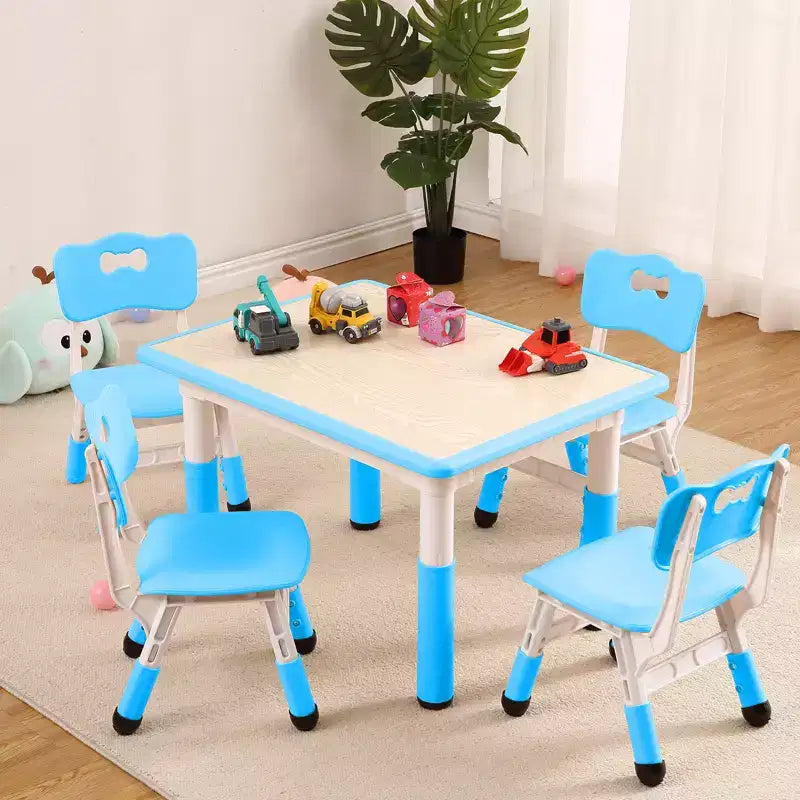 Tavolo e 4 sedie regolabili per bambini, antiscivolo, scrivania multiattività antigraffiti, per bambini dai 2 ai 10 anni