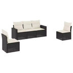 vidaXL Garden Sofa Set Black PE rattan Large Adjustable Feet