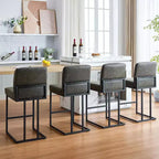 Sgabelli da bar con schienale in similpelle ad altezza bancone, telaio in metallo da 24 pollici, poggiapiedi, sedile imbottito confortevole per isola cucina, bar di casa