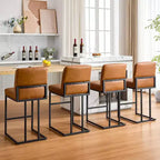 Sgabelli da bar con schienale in similpelle ad altezza bancone, telaio in metallo da 24 pollici, poggiapiedi, sedile imbottito confortevole per isola cucina, bar di casa