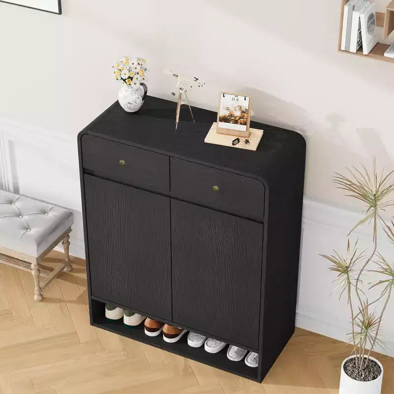 Scarpiera stretta indipendente da 80 cm con ripiani regolabili, 2 cassetti e ripiano inferiore, organizer da ingresso per corridoio e soggiorno