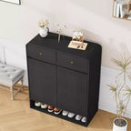 Scarpiera stretta indipendente da 80 cm con ripiani regolabili, 2 cassetti e ripiano inferiore, organizer da ingresso per corridoio e soggiorno