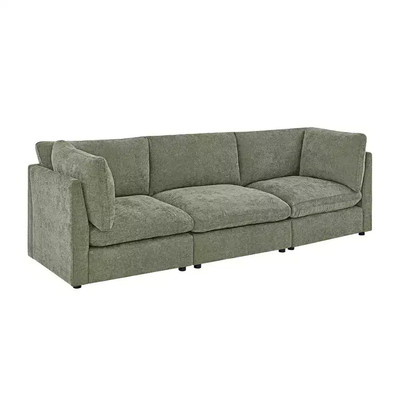 Divano componibile modulare da 355 cm con pouf contenitore, divano a nuvola a forma di U con seduta profonda 56 cm, moderno divano componibile in ciniglia per soggiorno