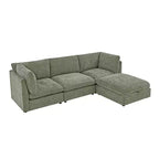 Divano componibile modulare da 355 cm con pouf contenitore, divano a nuvola a forma di U con seduta profonda 56 cm, moderno divano componibile in ciniglia per soggiorno