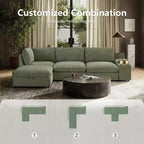Divano componibile modulare da 355 cm con pouf contenitore, divano a nuvola a forma di U con seduta profonda 56 cm, moderno divano componibile in ciniglia per soggiorno