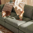 Divano componibile modulare da 355 cm con pouf contenitore, divano a nuvola a forma di U con seduta profonda 56 cm, moderno divano componibile in ciniglia per soggiorno